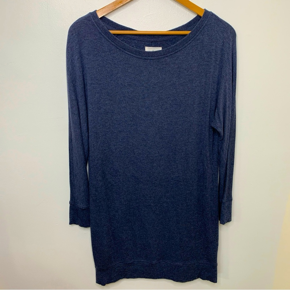 Lou & Grey Size Medium Tunic Top Lounge Leisure Blue Grey Long Sleeve